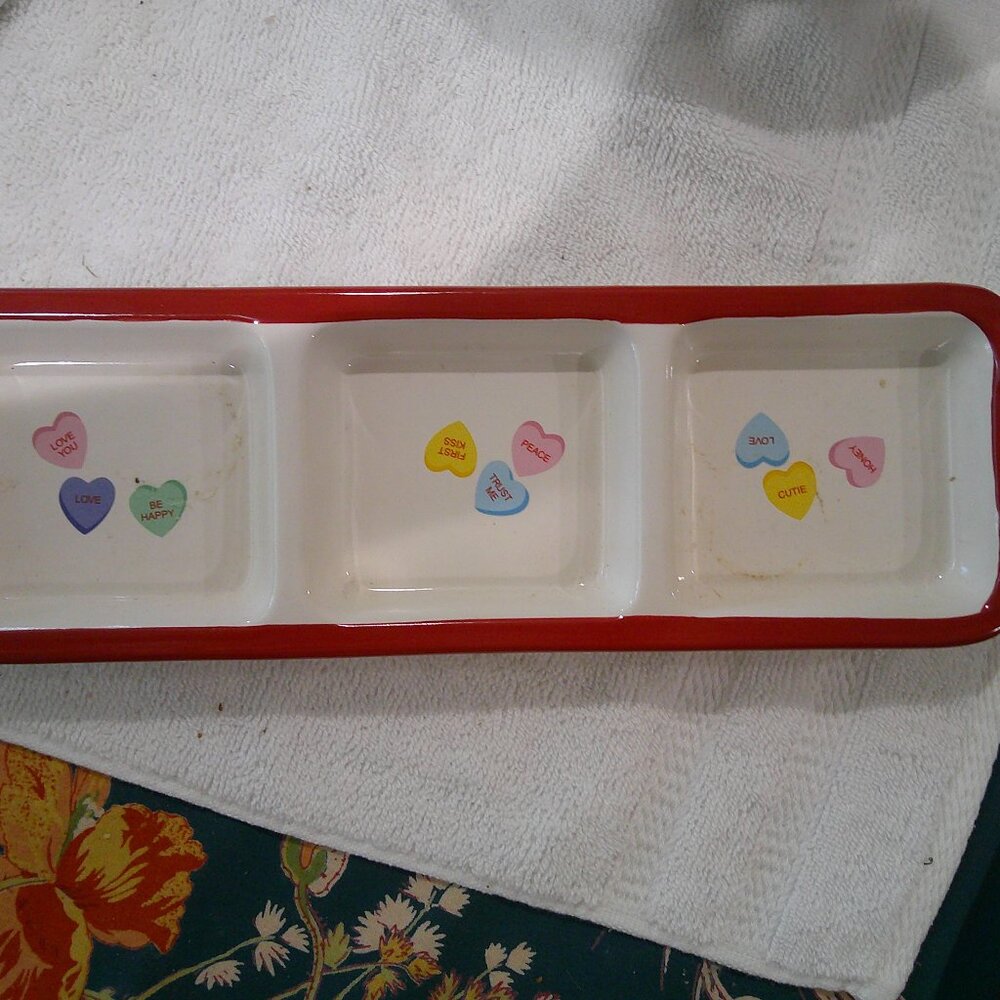 Valentine Conversation Heart Rectangle Candy Dish